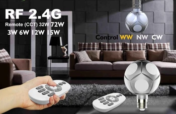 

[Seven neon]Smart Dimming super brightness 15W 32W 72W led bulb light,CCT color temperature changing RF remote control bulb