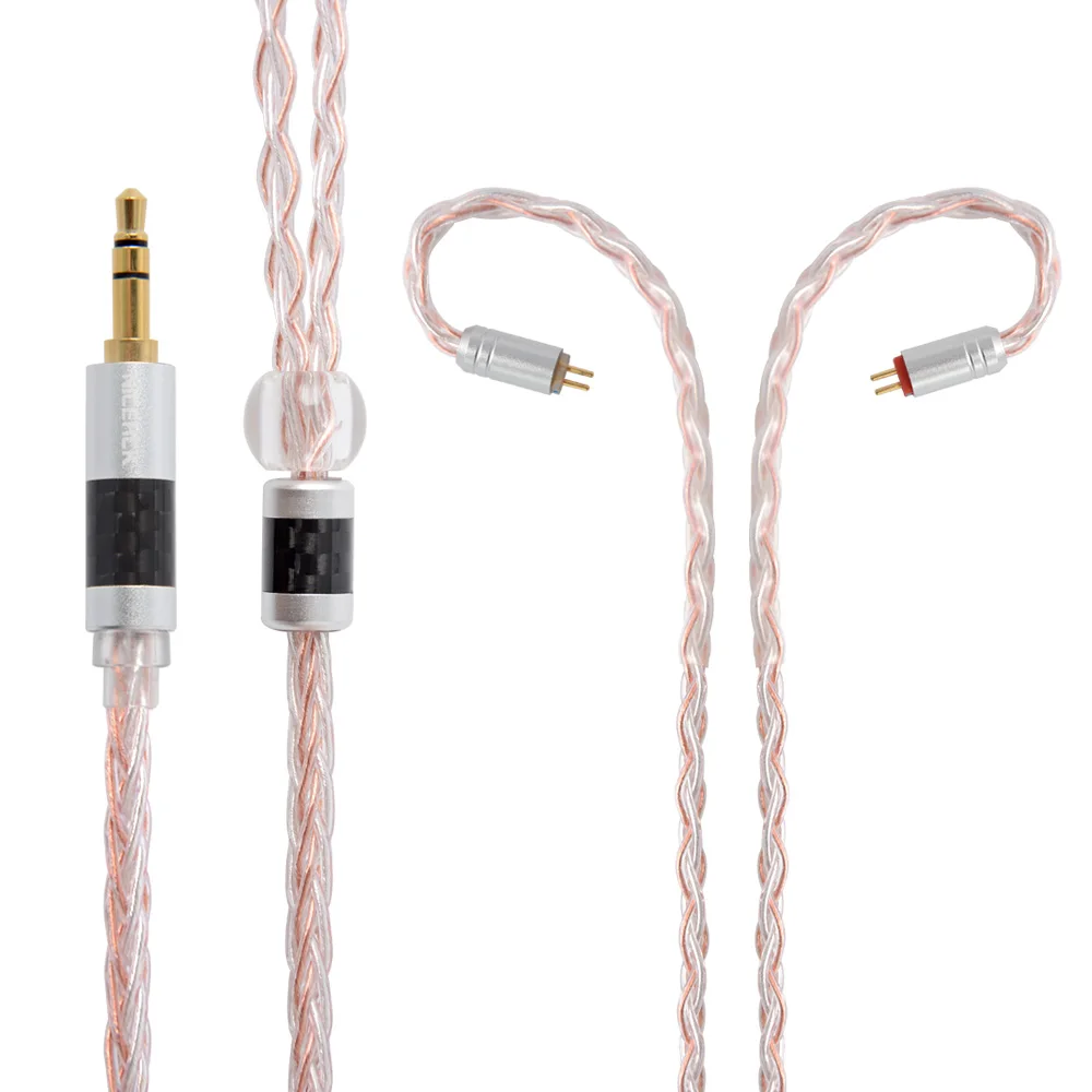 NICEHCK 8 Core Copper Silver Mixed Cable Upgrade TypeC/Type-C/3.5/2.5/4.4mm MMCX/2Pin For TRNV90 ZSX CCAC12 NICEHCK NX7 Pro/DB3 - Цвет: 3.5mm plug with 2Pin