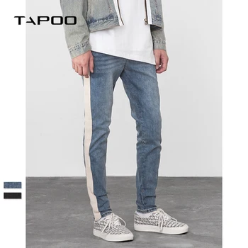

Men's Autumn Casual Jeans Side Stripe Blue Jeans Mens New brand 2019 Slim Fit High Street Pencil Pants Male