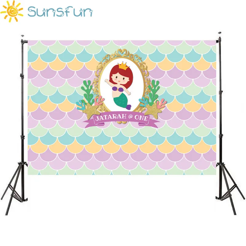 Sunsfun 7x5ft Ocean девушка Русалка детский день рождения фотографического Задний план для изучения фото Задний план фон 220x150 см