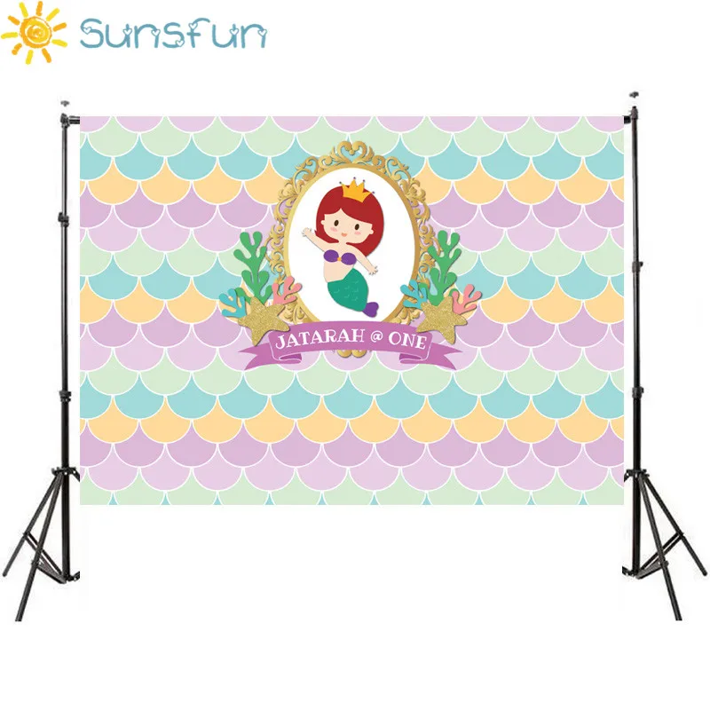 

Sunsfun 7x5ft Ocean Girl Mermaid Child Birthday Photographic Background for Study Photo Background Backdrop 220x150cm