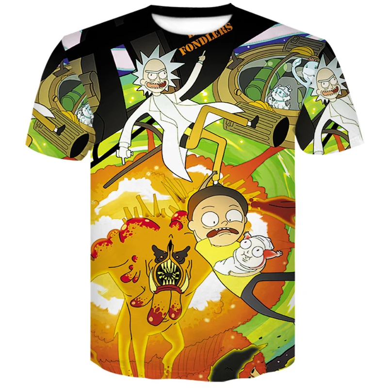 

rick & morty tshirt mens wear 2019 Wolf 3D T-Shirt Skull Newest Summer Cartoon harajuku funny Male T-shirt