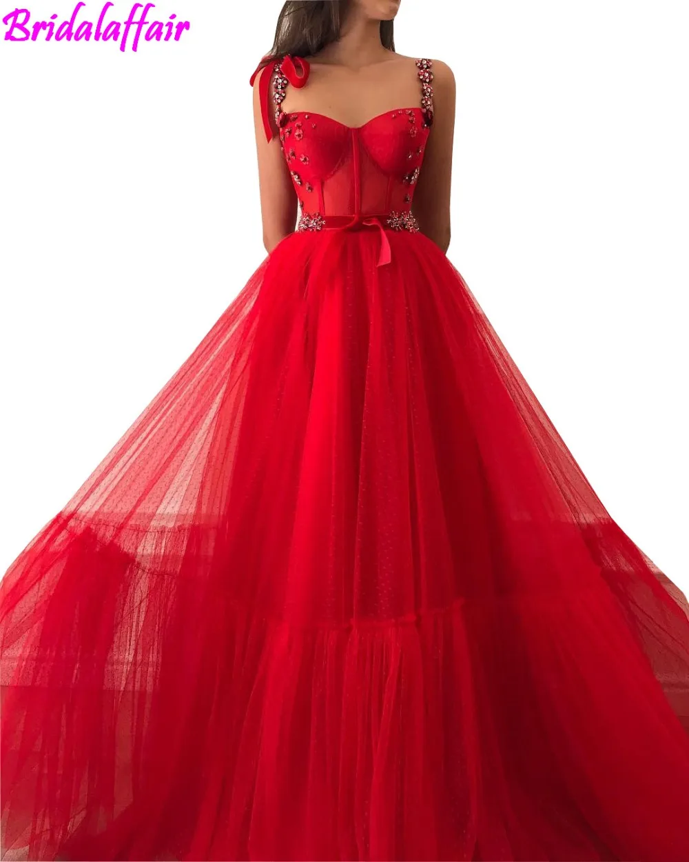 

Princess Red Crystals Cheap Long Prom Dresses 2019 A Line Plus Size Tulle Cheap Velvet Arabic African Girl Pageant Formal Gown