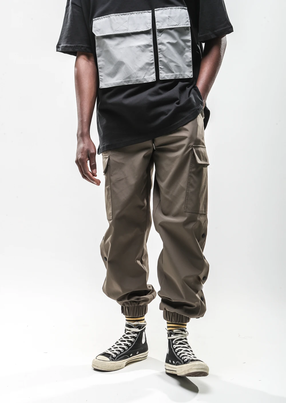 VFIVEUNFOUR 2018 New cargo pants joggers Full Length Pants Men hip hop Casual sweatpants hip hop Pocket pants Vintage Button 