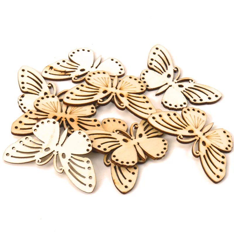 Mixed Butterfly Pattern Wooden Scrapbooking Collection Craft for Handmade Accessory Sewing Home Decoration 32x55mm 5pcs