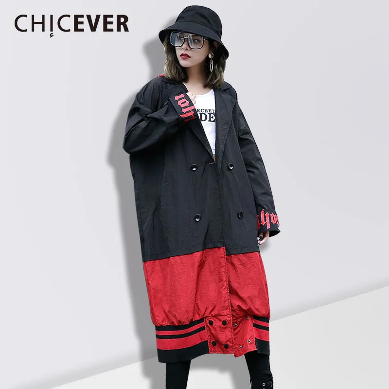 CHICEVER Spring Hooded Trench Coat For Women Windbreaker Long Sleeve Loose Big Size Overcoat Hit Colors Female Coats Clothes New CHICEVER Spring Hooded Trench Coat For Women Windbreaker Long Sleeve Loose Big Size Overcoat Hit Colors Female Coats Clothes New