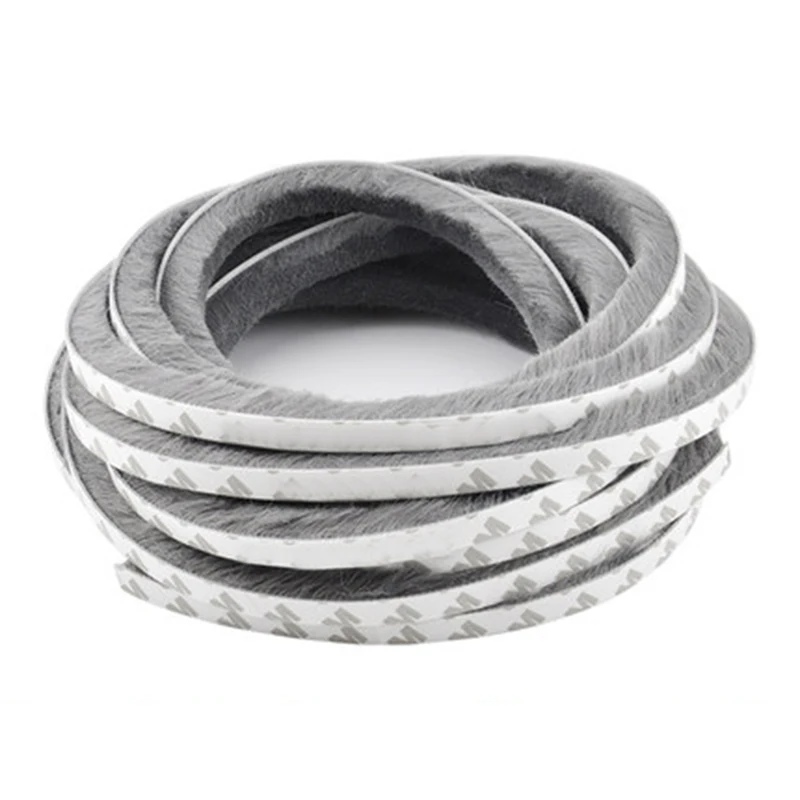 Gray 9mmX5mm Осадка оконная щетка уплотнение двери клейкая лента свай DIY самоклеющиеся уплотнительные полосы инструмент - Цвет: Gray 9mmX5mm