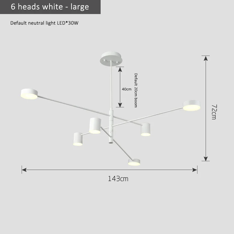 Простые современные подвесные светильники для гостиной, атмосферный домашний ресторан, креативная личность, Скандинавская спальня, подвесной светильник - Цвет корпуса: 6heads white large