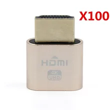 100 Pcs VGA Virtual Display Adapter HDMI 1.4 DDC EDID Dummy Plug Headless Ghost Display Emulator Video card Lock plate