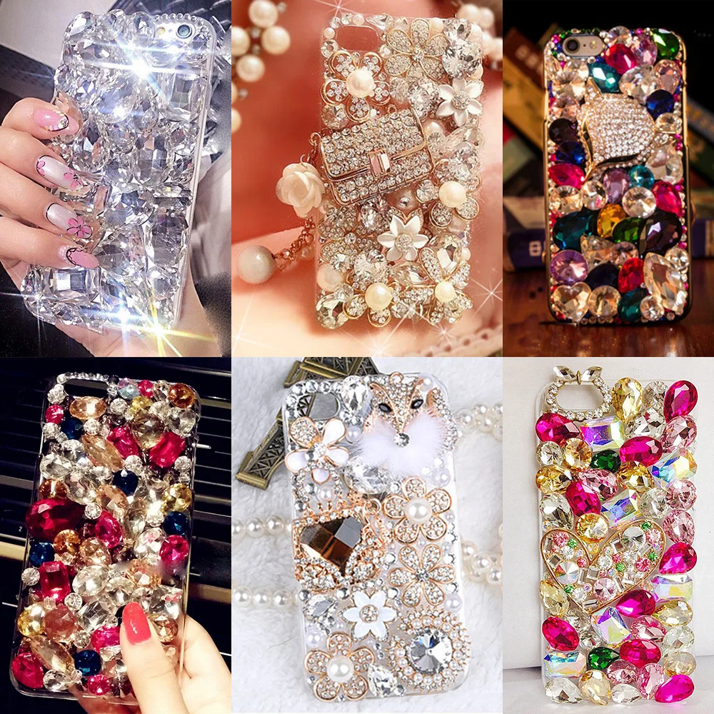 phone case Bling Crystal Diamonds Rhinestone 3D Stones Back Cover for Galaxy S6 S7 EDGE S8 S9 PLUS NOTE 4 5 8 9