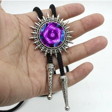 BOLO-0084 Новое поступление фиолетовые завитки Боло галстук трендовые завитки стеклянный купол Западный Боло Галстуки серебряные мужские шеи галстук кулон ювелирные изделия