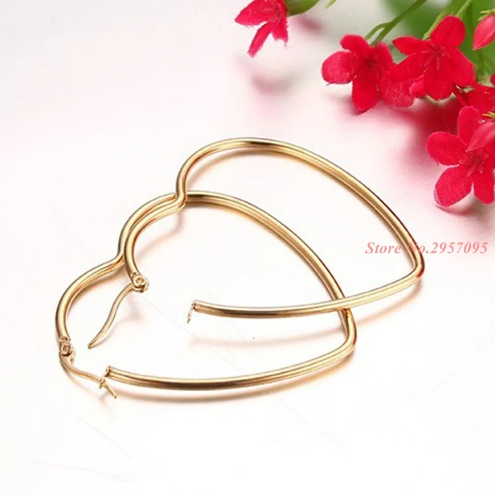 1Pair Stainless Steel Earrings Gold Color Heart shape Earrings For Women Girls Earrings Women Jewelry Free Shipping