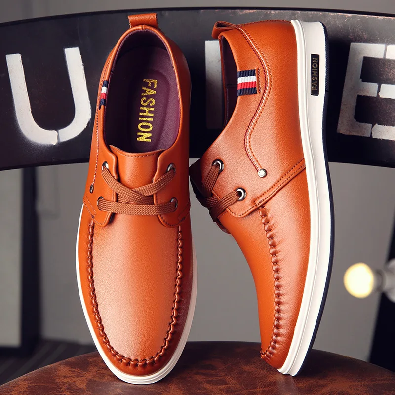 

Hi-Q Men Leather Casual Shoes 2017 New Fashion Lace-up Men's Flat Shoes Breathable Male Single Shoes Spring/summer MENSH-07