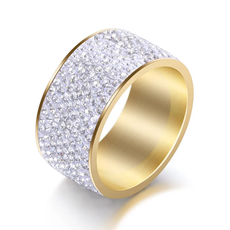 8 рядов стильные панк AAA циркониевые кольца из нержавеющей стали для мужчин и женщин кольца очаровательные ювелирные изделия Свадебные украшения - Цвет основного камня: B
