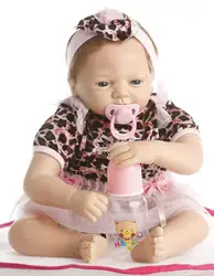 SanyDoll см 22 дюймов 55 см Силиконовые baby reborn куклы, реалистичные модные милые Леопардовый юбка кукла подарок к празднику