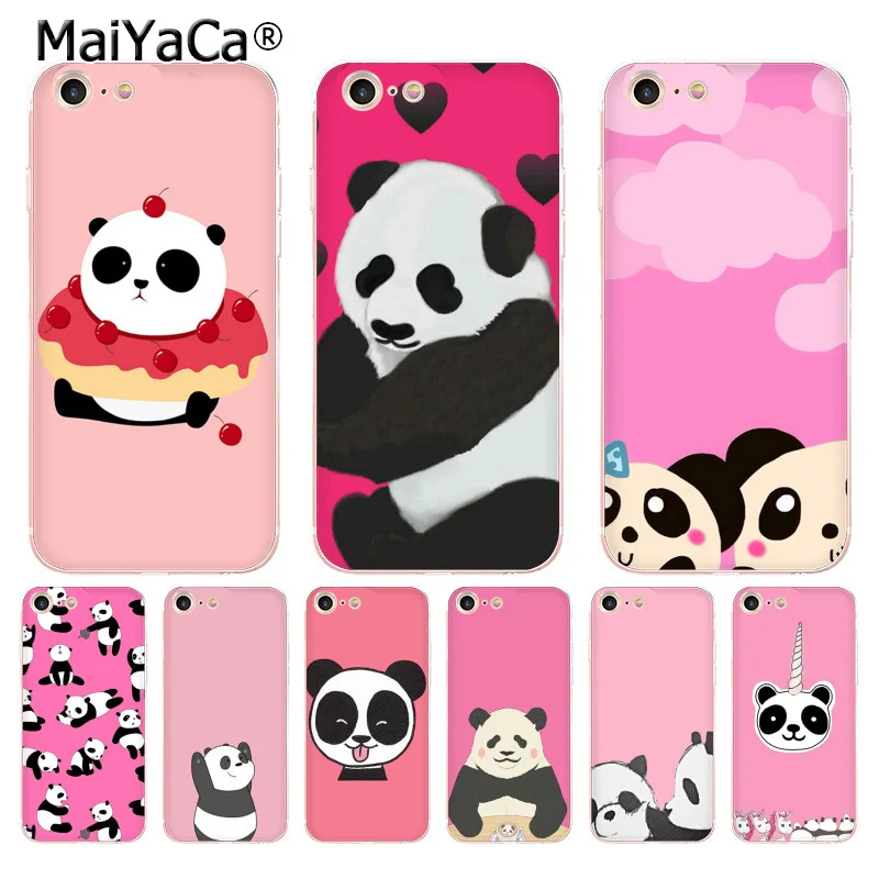 MaiYaCa для iphone 7 6 X чехол милый розовый панда Прозрачный телефона iPhone 8 6S Plus 5 5S SE 5C XS XR