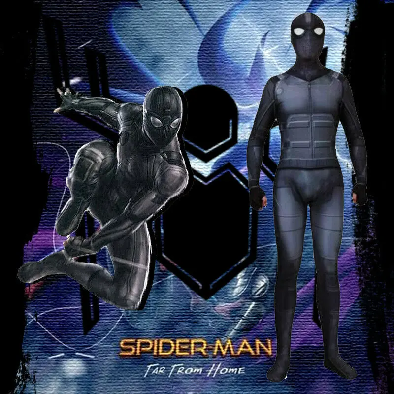 

Noir Spiderman Kostuum Costume 3D Print Fullbody Halloween Spider-Man: Far From Home Cosplay Suit For Kids Adult Custom