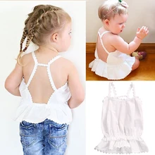 0-2 Yeasr Newborn Baby Girls Cotton Top T-shirt Summer Backless Top Blouse Baby Girls Tank Tee Infany Baby Girls Clothing