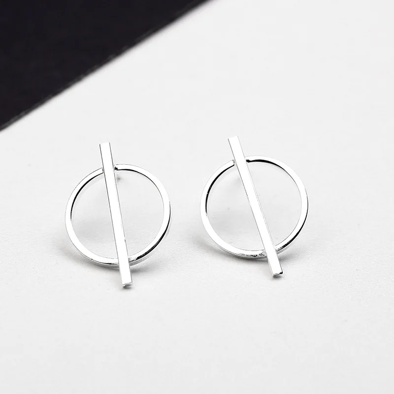 

Geometry Circle Ring 925 Sterling Silver Studs Earrings