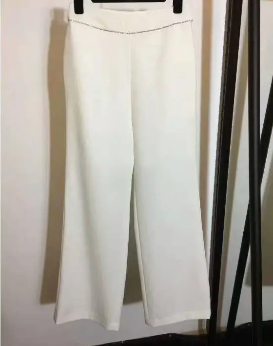 

KENVY Brand Fashion Luxury Diamond Loose wide leg Pants Trouses