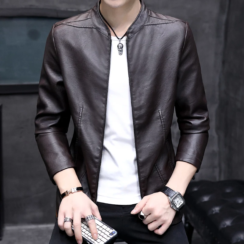  2019 Mens Leather Jackets Winter Coats Men Velvet Thick Fashion Faux Outerwear Pilot Biker Motorcyc