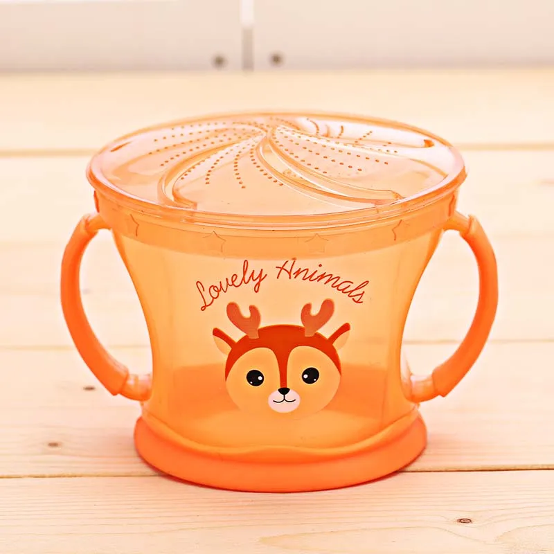 Для малышей и детей постарше снэк-уловитель чашки безопасным миски для снеков-непроливайки снэк-Стаканчики посуда Детская кружка для Кормления Чаша - Цвет: Оранжевый