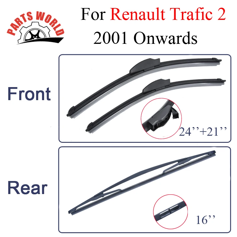 Combo Silicone Rubber Windscreen Front And Rear Wiper Blades For