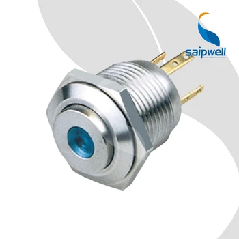 

2A/36VAC ResetableType Waterproof IP67 Mini Button Switch / High Flush Shape Metal Push Button Switch With LED(SP16-D7)