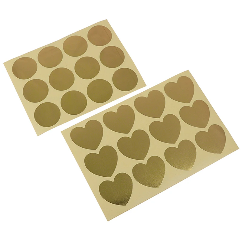 

60PCS/5sheets Golden Heart Gold Handmade Cake Candy Packaging Sealing Label Sticker Baking DIY Gift Party Stickers