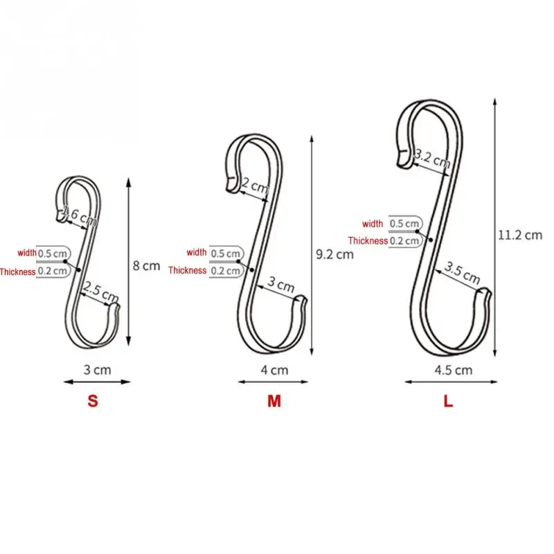 6 шт. s-образные крючки для кухни, подвесные вешалки, держатели для хранения, органайзер для домашнего дома