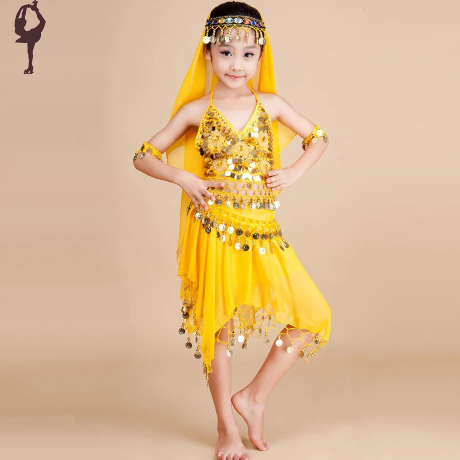 2015 New Girls Belly Dance Training Set Red/Yellow/Purple Child Belly Dance Costume