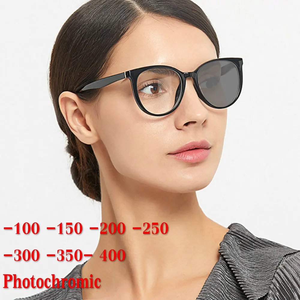 MINCL близорукость солнцезащитные очки с фотохромной отделкой Леопард для женщин Близорукость очки оправа с цветными линзами солнцезащитные очки близорукость EyewearNX - Цвет оправы: black-200