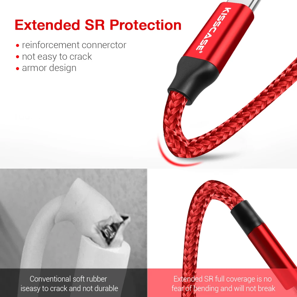 KISSCASE 3A USB نوع C كابل ل xiaomi redmi note 7 USB-C الهاتف المحمول سريع شحن نوع-C كابل لسامسونج غالاكسي S10 S9 S8