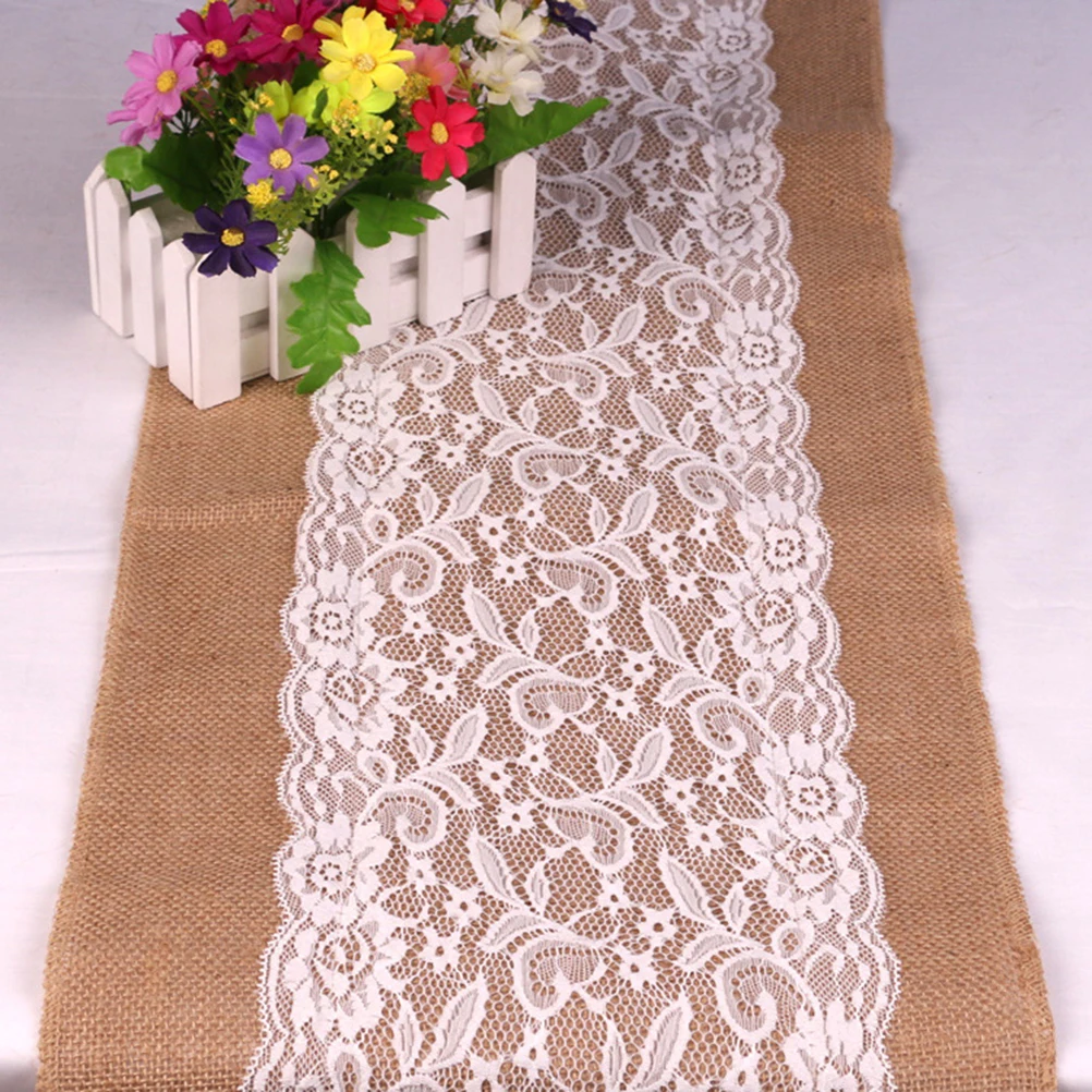 Buy Best Sale Lace Burlap Table Runner 108x30cm Lace