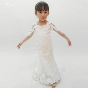 

FG60 Real Pictures Yiaibridal Long Sleeve First Communion Lace Mermaid Flower Girl Dress
