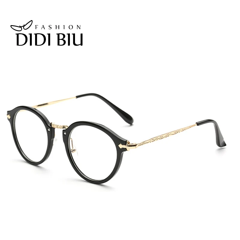 DIDI Thin Eye Glasses Frames Goggles Gold Flower Round Metal Eyeglass
