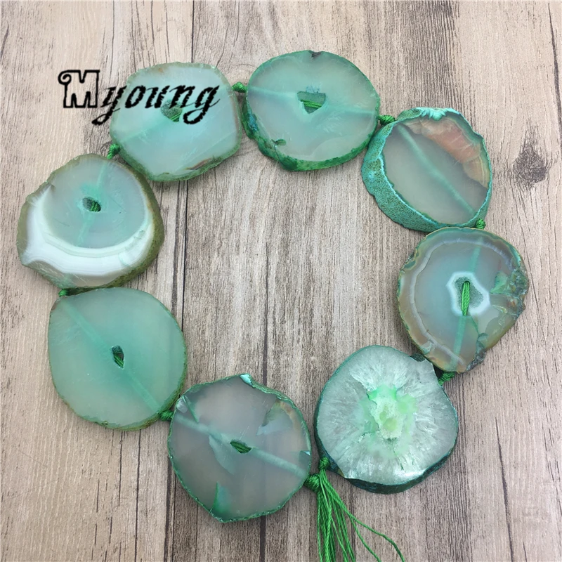 

Freeform Green Agates Geode Slice Pendants Beads,Stone Quartz Slab Beads For DIY Jewelry MY2103