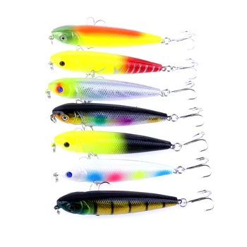 

50pcs 80mm Fishing Lure Crankbaits Pencil Bass Hooks 8CM 8.6G 6#HOOKS plastic hard bait Top water Freshwater lures