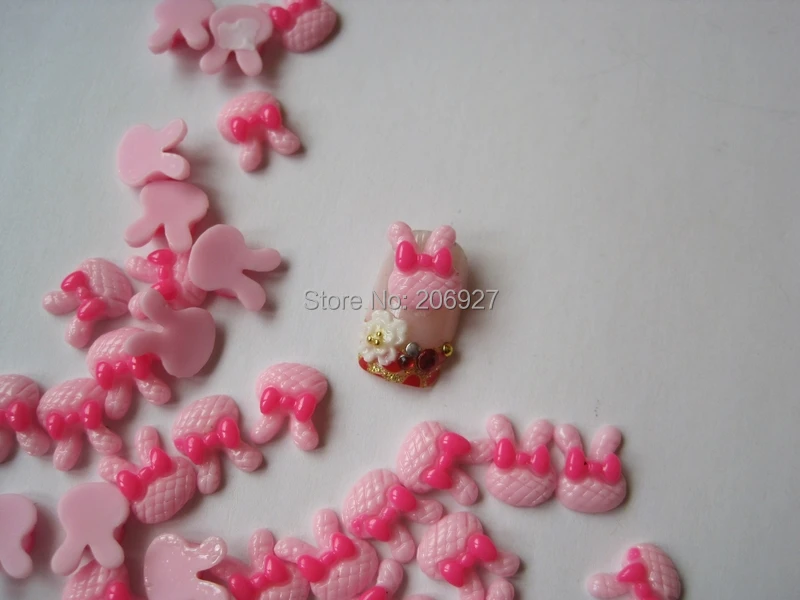 

RC1-3 30pcs Cute Pink Rabbit Shape Nail Resin Decoration Outlooking