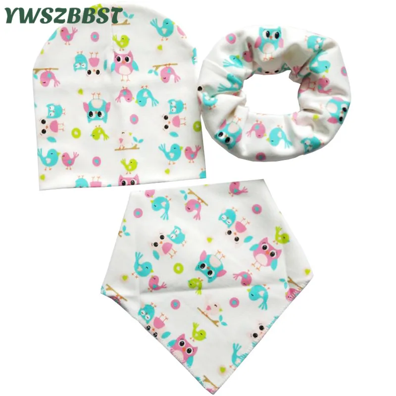 

3PCS/set Baby Sets Cotton Baby Hat Bib Scarf Spring Autumn Baby Caps Boys Bib Girl Sacrf Chapeau des enfants Bufandas Infantiles