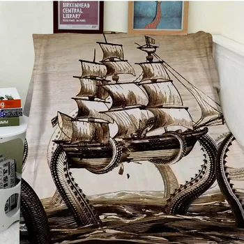 

Blankets Comfort Warmth Soft Cozy Air conditioning Easy Care Machine Wash Modern Art Painting Octopus Pirate