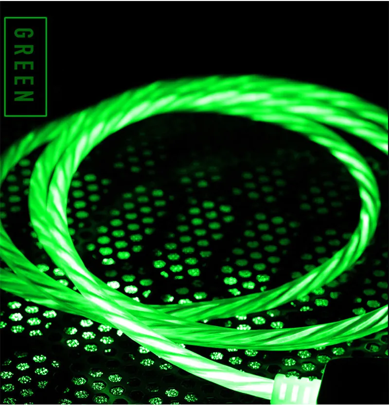 Светодиодный поток светящийся микро USB-C Тип C кабель для huawei mate 20 p20 lite P10 Y9 p smart nova 3i honor 8x 8c Примечание 10 9 8 7c 7x - Цвет: Green