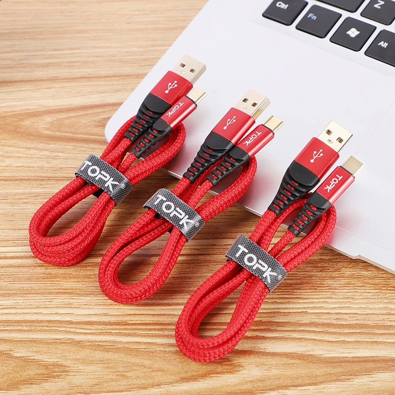 Кабель Micro USB TOPK в нейлоновой оплетке для синхронизации данных и зарядки|Кабели