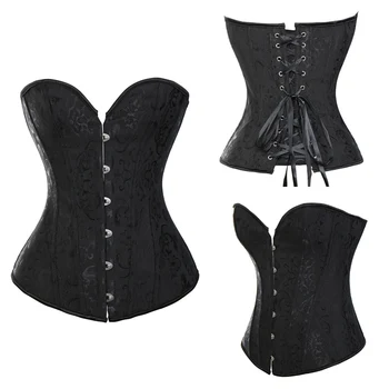 

Embroidery Sexy Boned Waist Trainer Brocade Corsets And Bustiers Lace Up Corselet Gothic Plus Size S-6XL Body Shaper TYQ