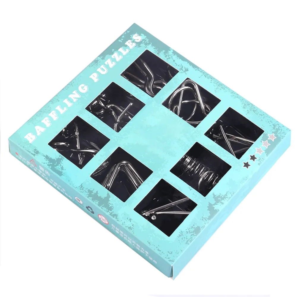 UTOYSLAND 9pcs/set Metal Puzzle Wire IQ Mind Brain Teaser Puzzle Kids Game Toys for Children Adults Baby Montessori Toys