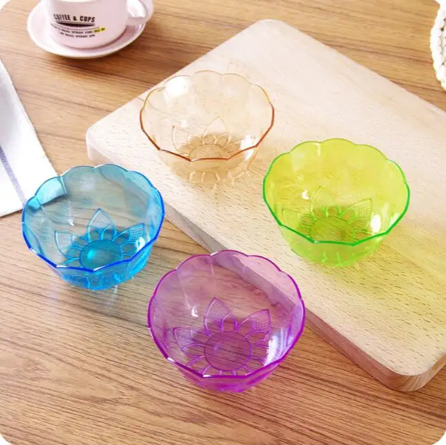 Пластиковая Салатница в японском стиле, цветная прозрачная миска для фруктов, 4 шт./лот, маленькая Хрустальная Салатница