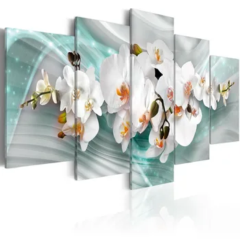

Top Wall Deocr Canvas Painting 5 Pcs flower series Modern Printed Oil Pictures Beauty In Home Living Room framed/PJMT-27