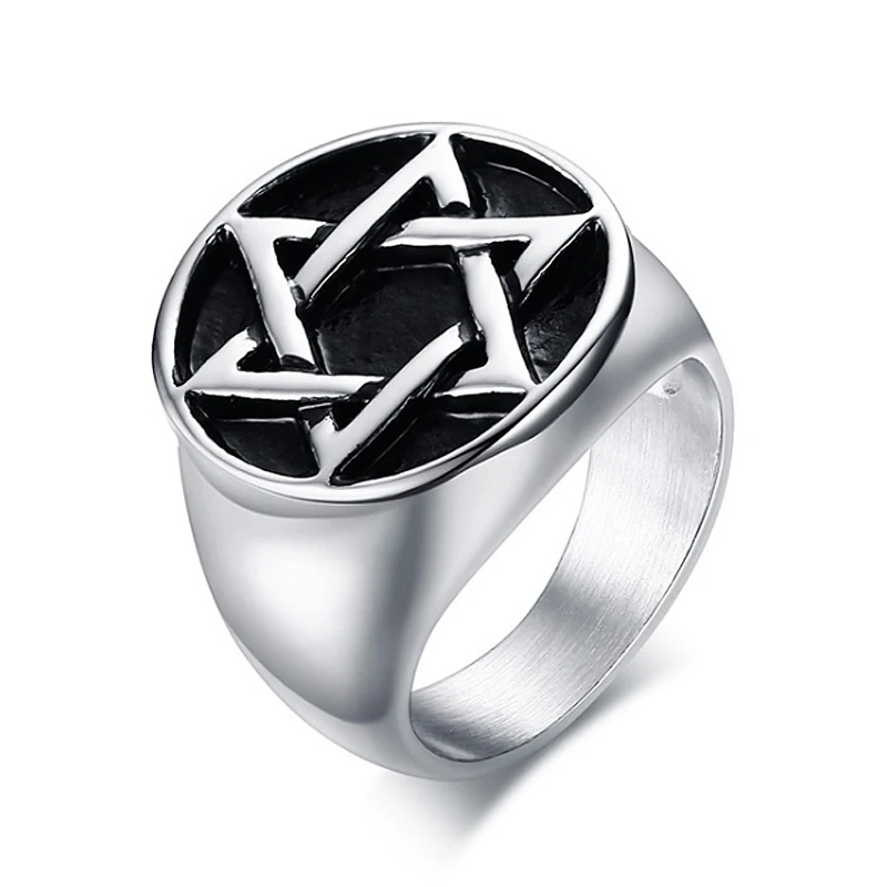 

Star of David High Quality Stainless Steel Ring for Men Hexagon Ring Cool Punk Jewelry US Size 20MM