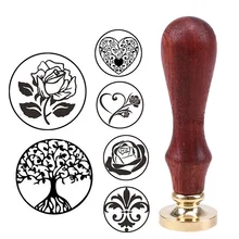 WHISM Brass Head Sealing Stamp Wood Handle Sealing Wax Stamp Wedding Invitation Wax Seal Stamp Christmas Stamps for Scrapbooking