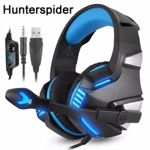 Hunterspider V3 стерео игровая гарнитура для PS4 Xbox One, Накладные наушники с Шум изоляция микрофон, светодиодный свет для портативных ПК
